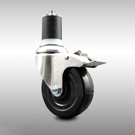 Service Caster 4 Inch 316SS Soft Rubber Swivel 1-7/8 Inch Expanding Stem Caster Lock Brake SCC SCC-SS316TTLEX20S414-SRS-178